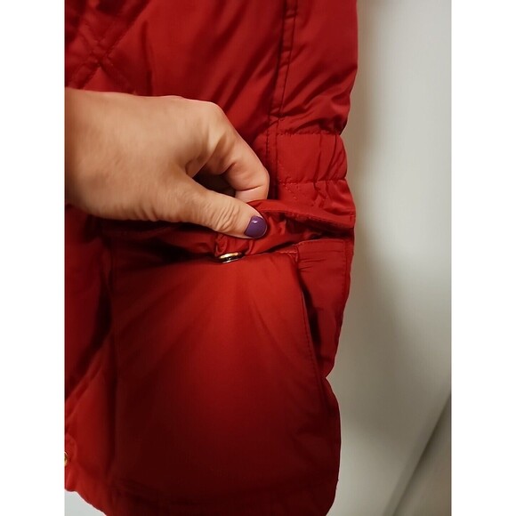 Lands End Womens sz Small Goose Down red Puffer Vest With Hood preppy outdoors - Picture 6 of 12